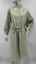 Vuokko, sand-colored cotton dress and belt, 80s-90s, size 38