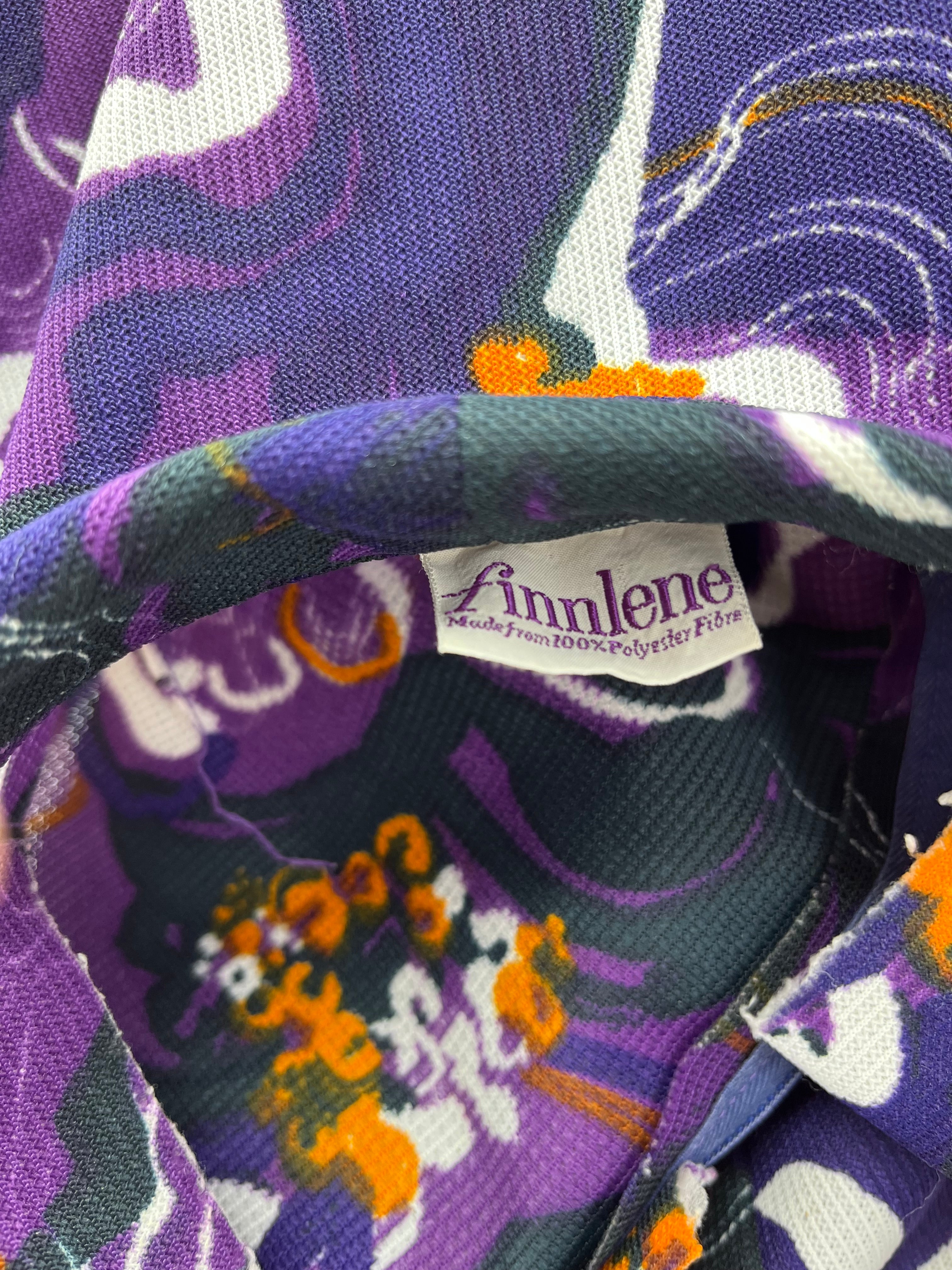 Finnlene, short purple dress from the 70s, size 36-38