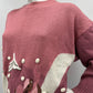Marjapuuron värinen neulepaita, nallet mäessä, 90-luku, koko 40