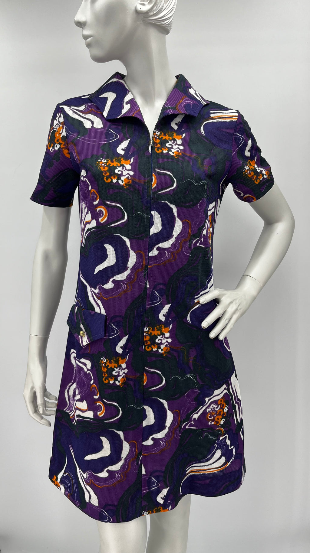 Finnlene, short purple dress from the 70s, size 36-38