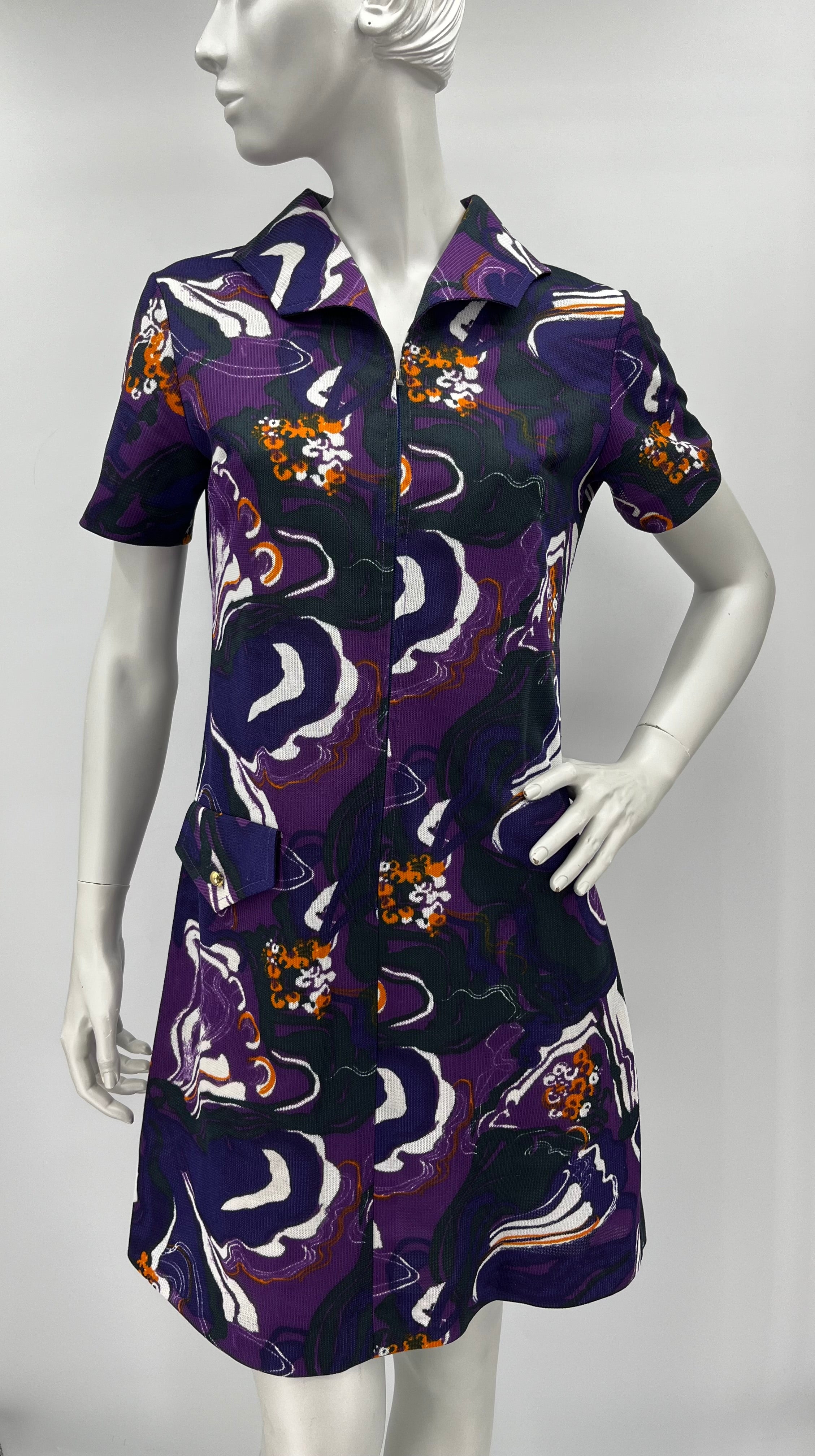 Finnlene, short purple dress from the 70s, size 36-38