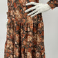 FinnKarelia, ruusukuvioinen mekko ja vyö, 80-90-luku, koko 38