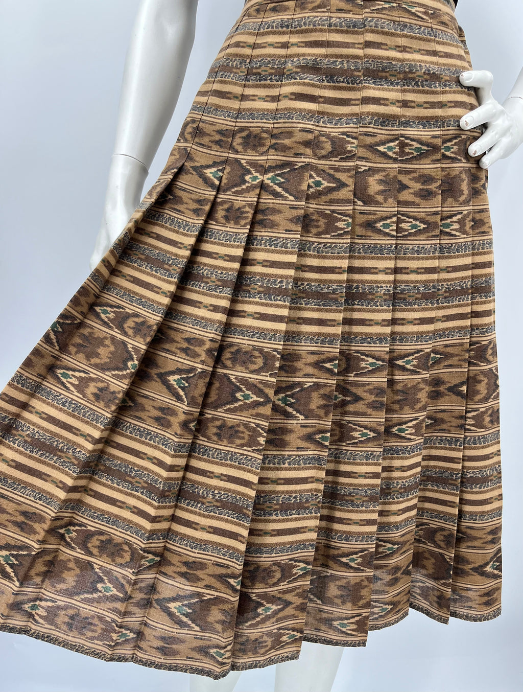 Pola, bohokuvioinen villasekoitehame, 90-luku, vyöt.ymp. 74cm, kokoarvio 36(38)