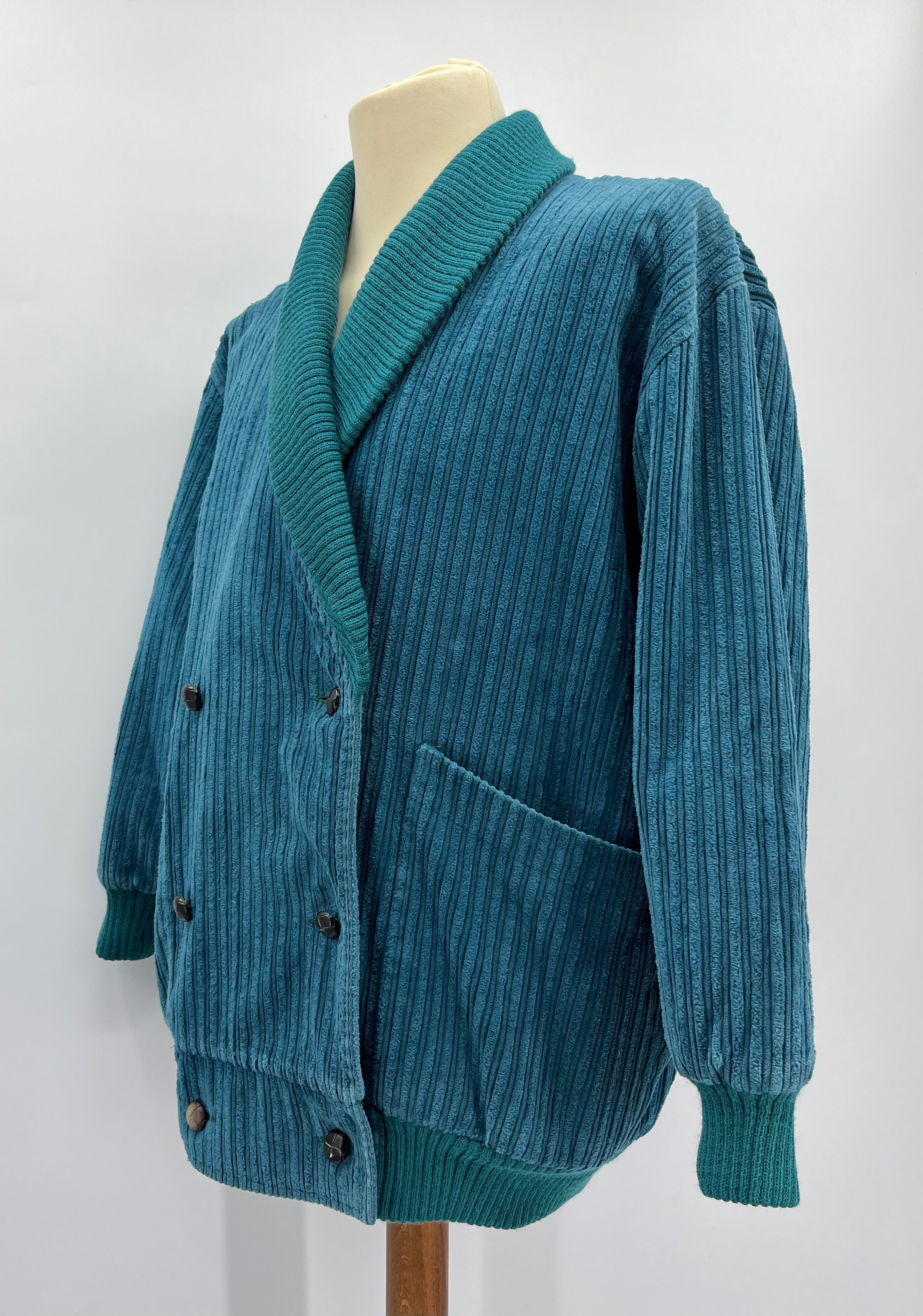 Master-Coat, turkoosi vakosamettitakki, 90-luku, koko 46