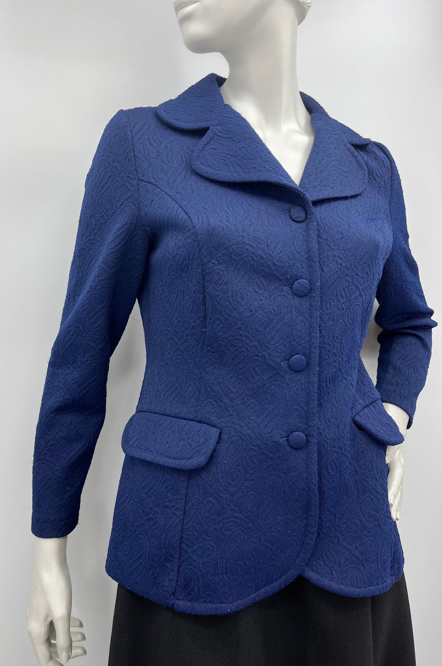 FinnKarelia, tummansininen jakku, 70-80-luku, koko 36