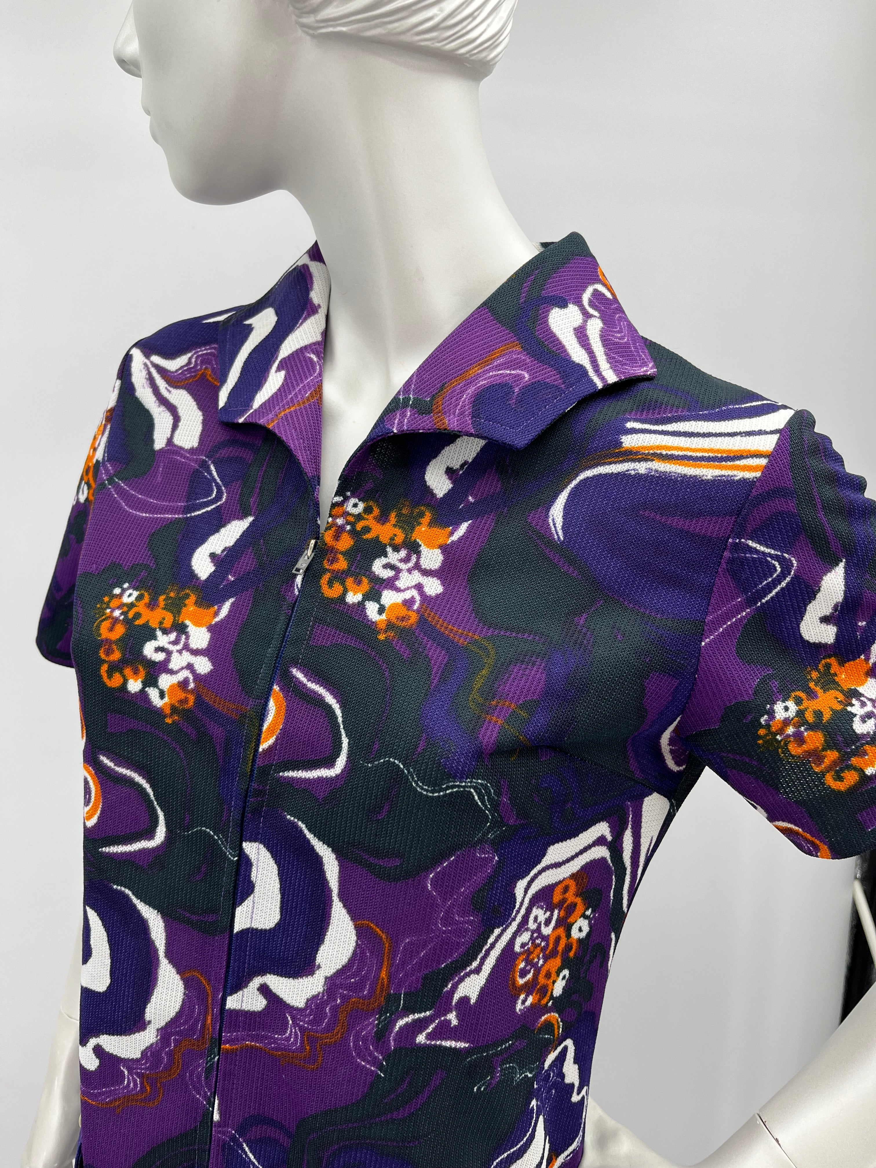 Finnlene, short purple dress from the 70s, size 36-38