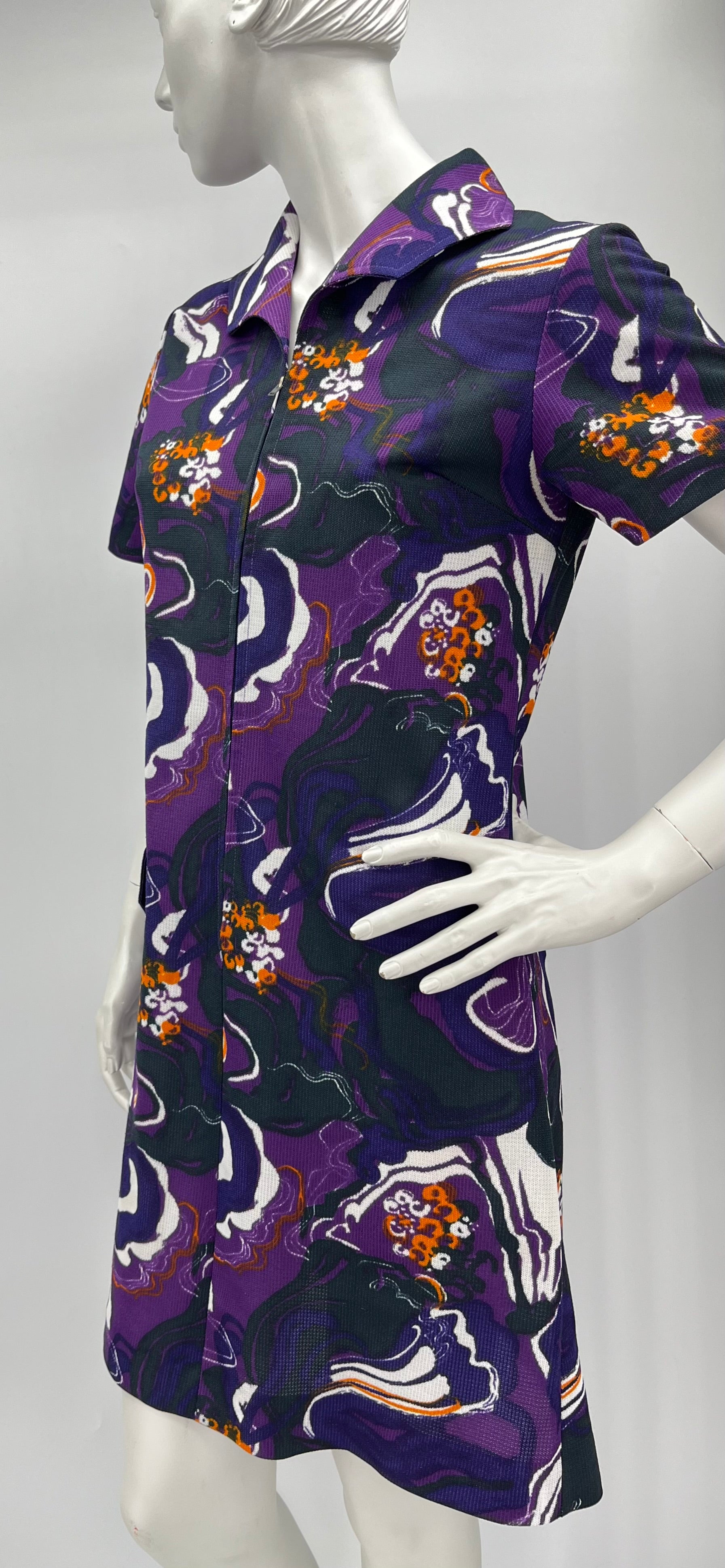 Finnlene, short purple dress from the 70s, size 36-38