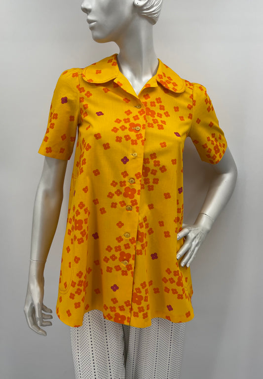 Pia&Paula, yellow cotton shirt, 70s, size 34