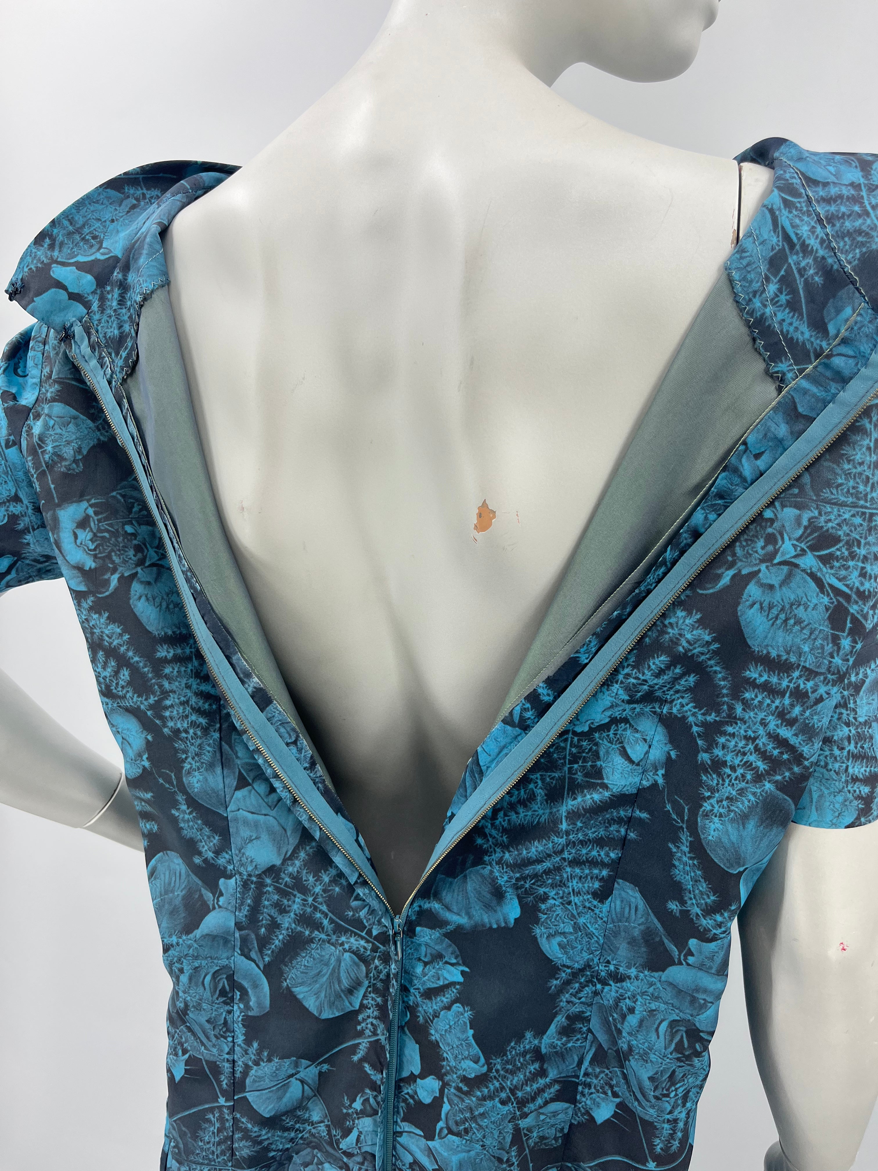 Grey-blue rose dress from the 60s, size 40/42