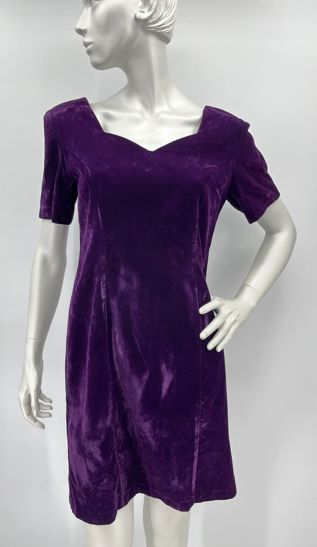 Jessica Howard, purple velvet party dress, 80s-90s, size 36-38