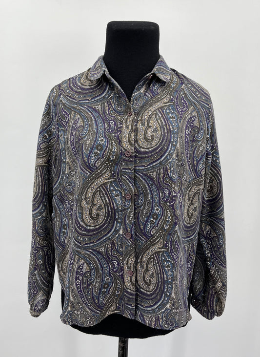Kaunotar, paisleykuvioinen paita, 70-luku, koko 36