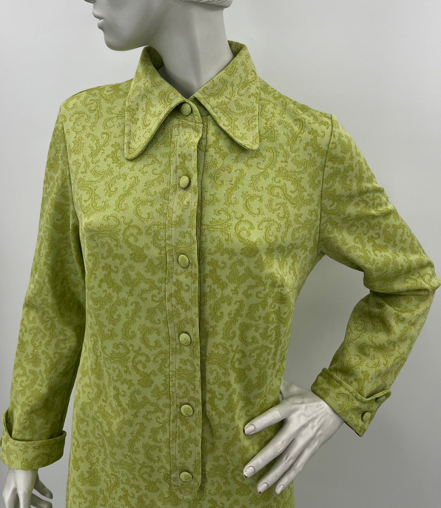 Vaaleanvihreä mekko, 70-luku, koko 38-40