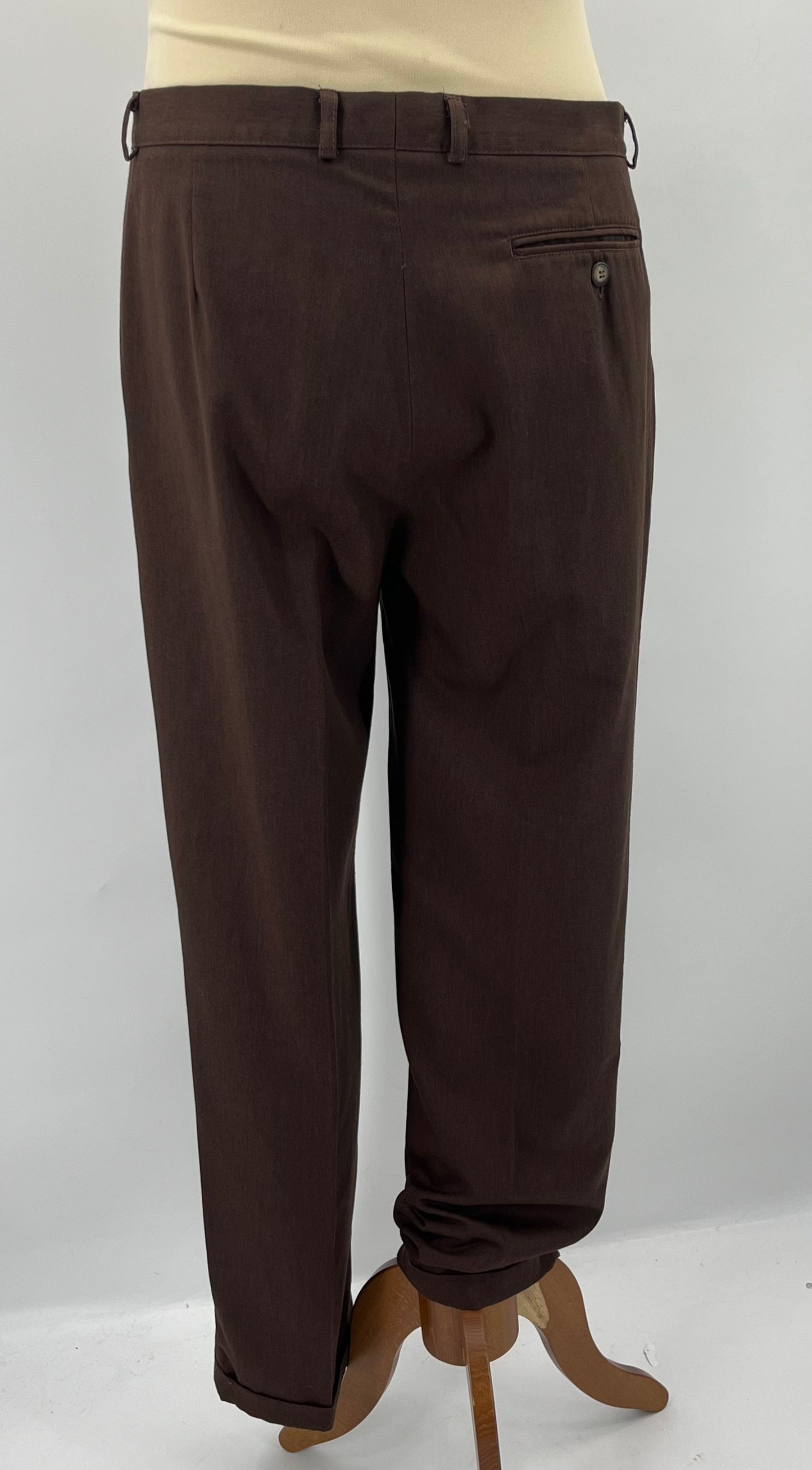 Luhta, ruskeat miesten housut, 90-luku, vyöt.ymp. 86cm