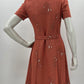 Salonne, vaalean ruosteenpunainen mekko, 70-luku, koko 38
