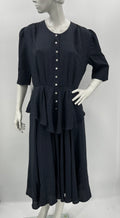 Mondi, dark blue viscose dress, 80s, size 38/40