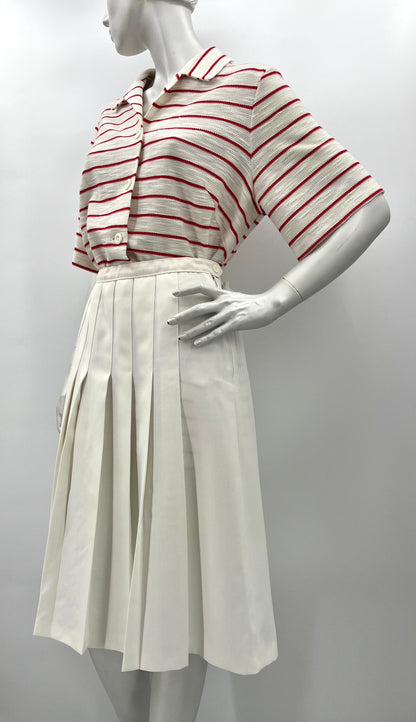 Westerlind, off-white pleated skirt, 80s, waist 72cm, estimated size 36