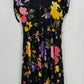 FinnKarelia, musta kukkakuvioinen mekko, 80-90-luku, koko 40