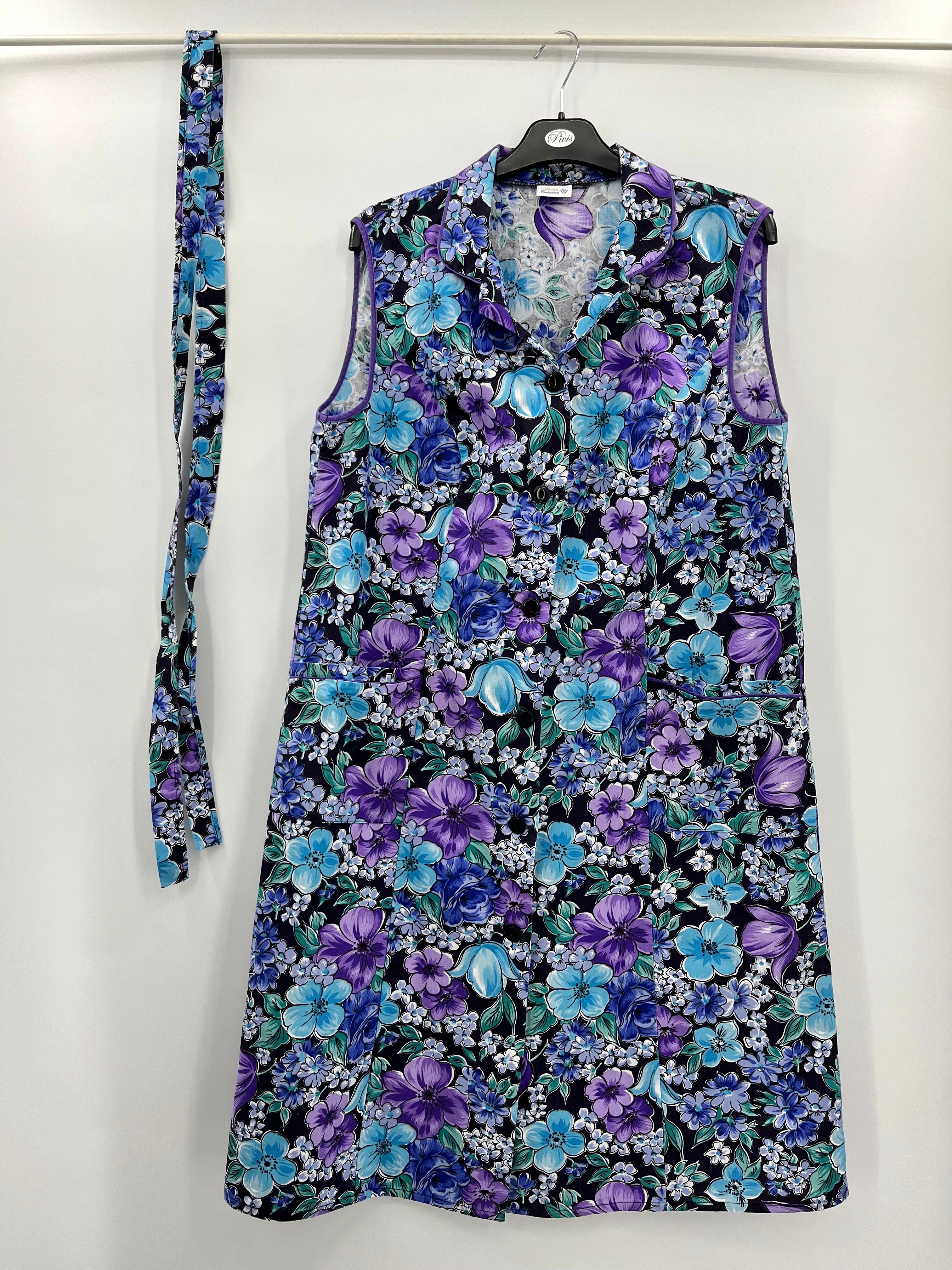 Création Atelier, sleeveless cotton dress with belt, 90s, size 40