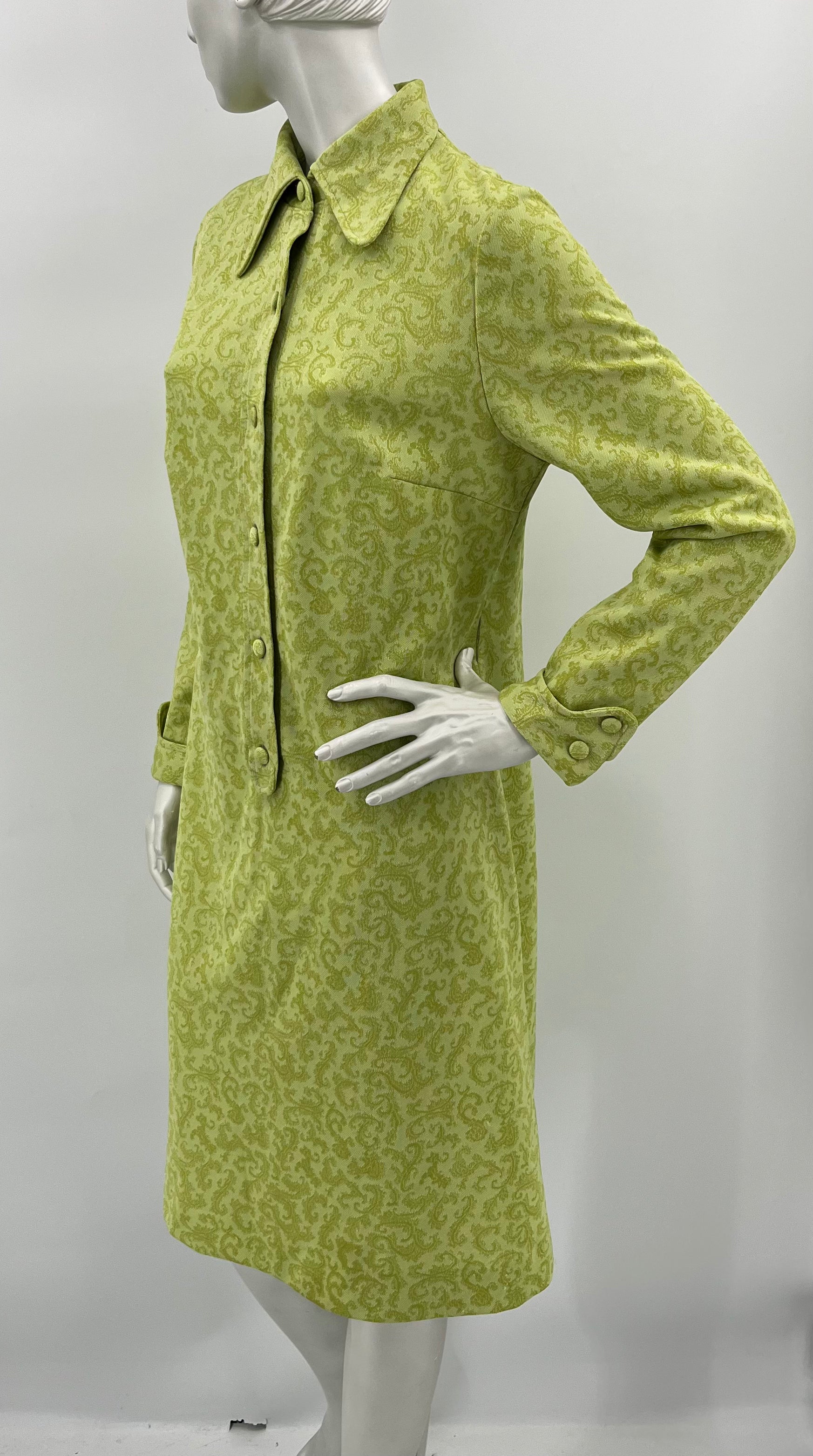 Lime green dress from the 70s, size 38-40