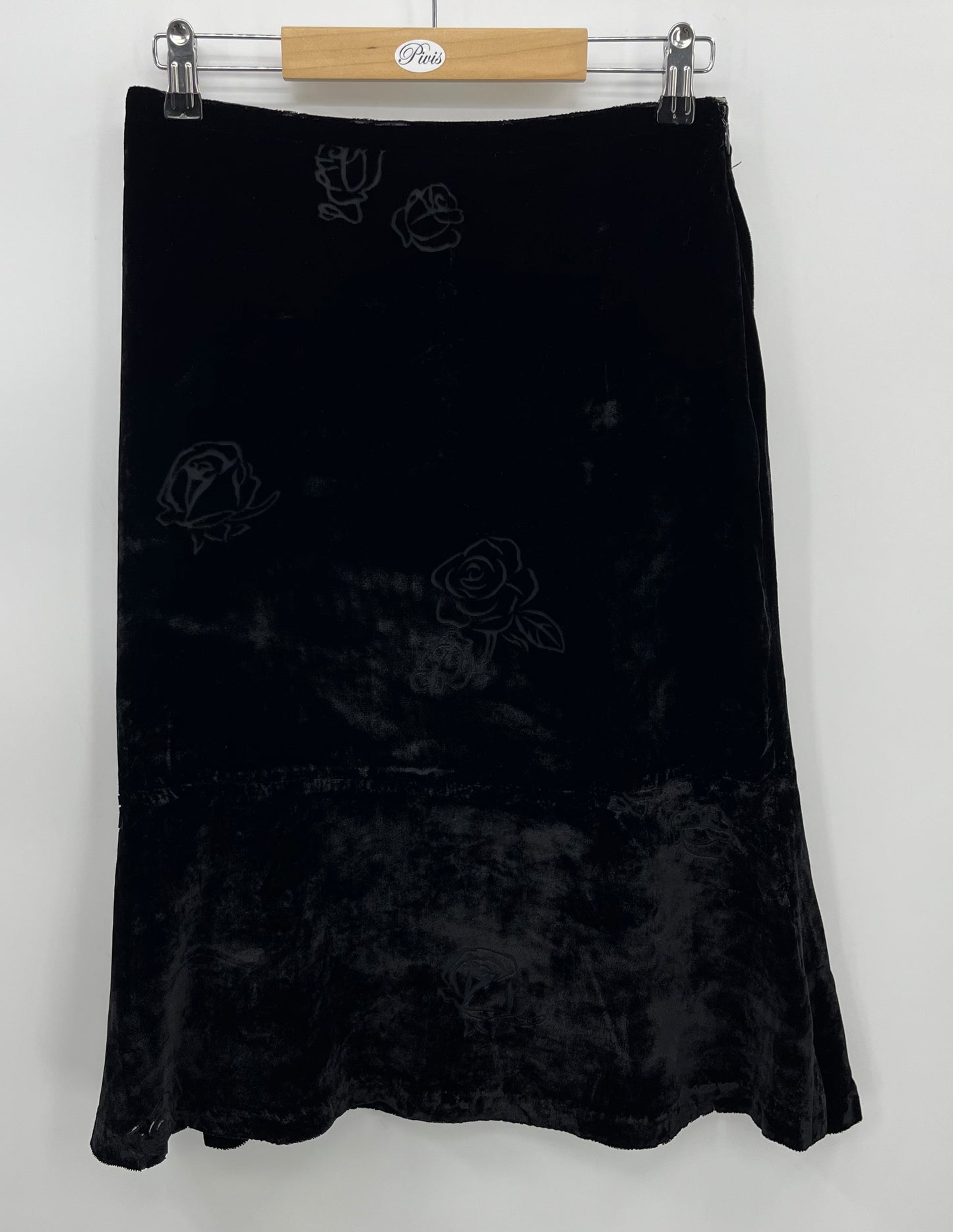 Hennes Collection, musta samettihame, 90-luku, vyöt.ymp. 72cm, koko 36