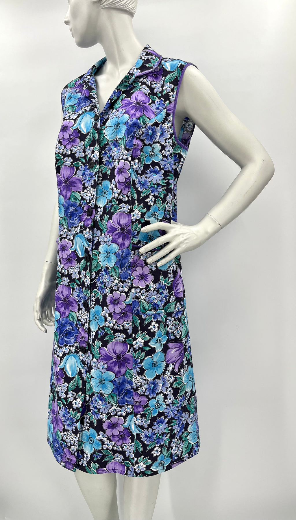 Création Atelier, sleeveless cotton dress with belt, 90s, size 40