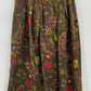 Oliivinvihreä kuviollinen paita ja hame, 80-90-luku, koko 36(38)