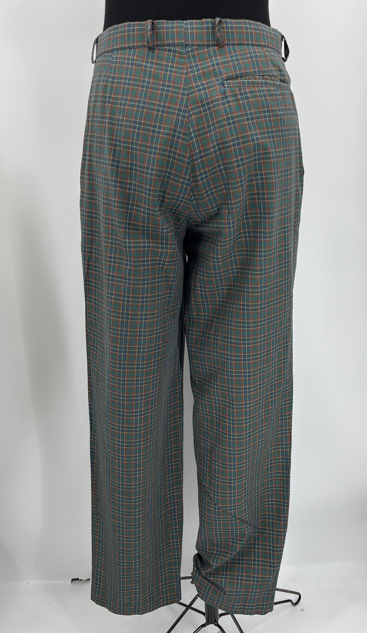 Terinit, miesten ruudulliset golf-housut, 90-luku, vyöt.ymp. 80cm, kokoarvio S