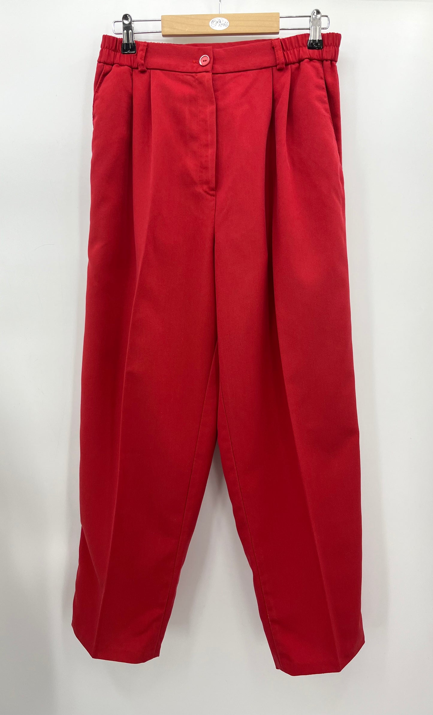 Sensations, punaiset housut, 90-luku, vyöt.ymp. 74-80cm, koko 38-40