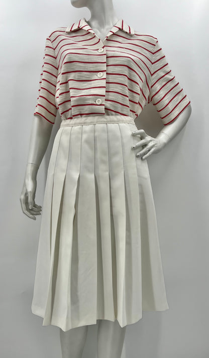 Westerlind, off-white pleated skirt, 80s, waist 72cm, estimated size 36