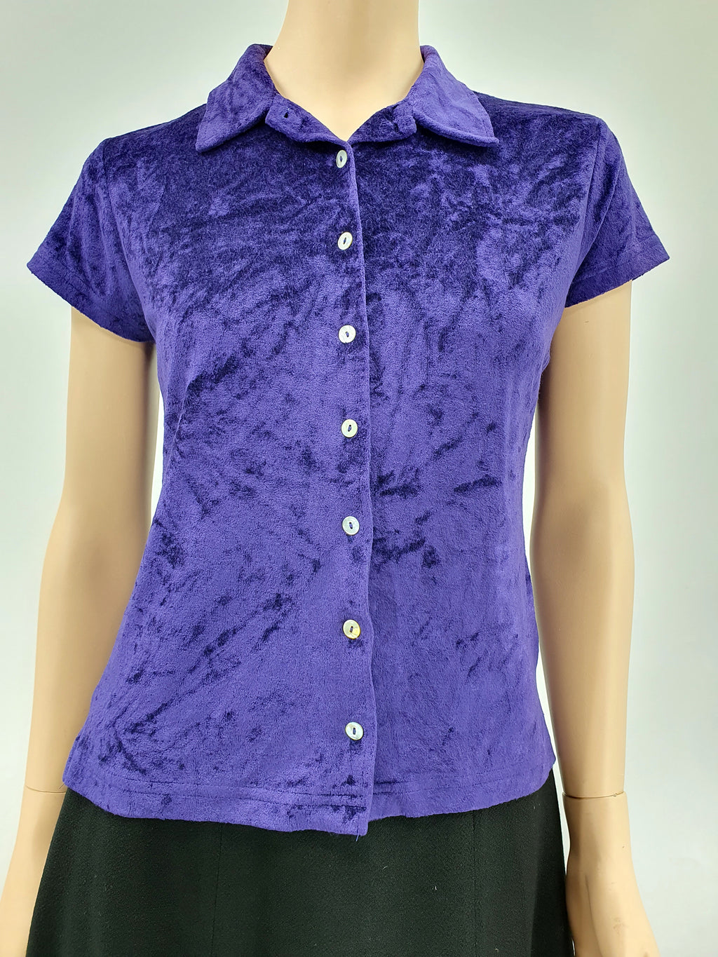 Violetti joustosametti pusero 90-luvulta, koko 38