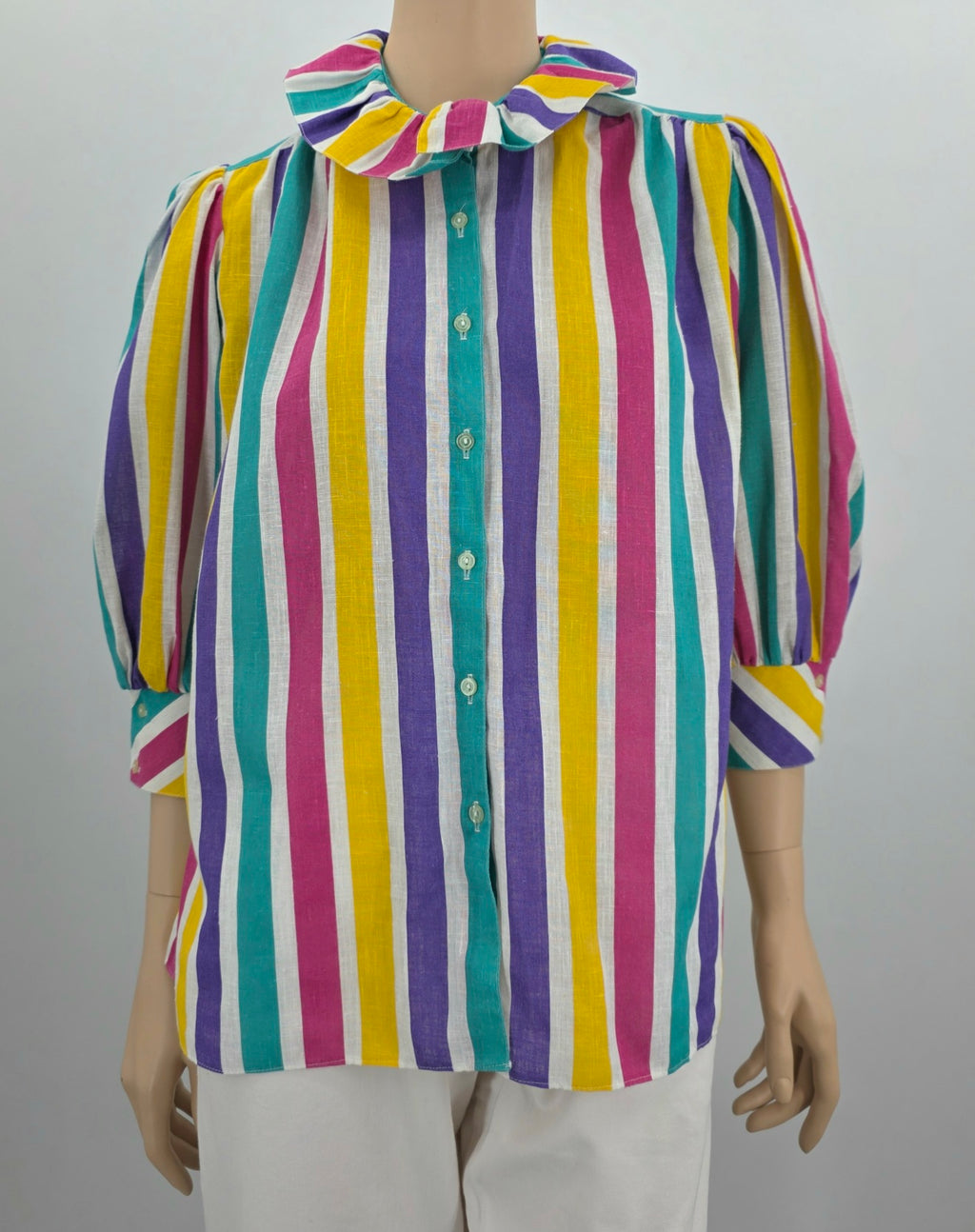 Colorful striped blouse from the 80s, size 38-40-42