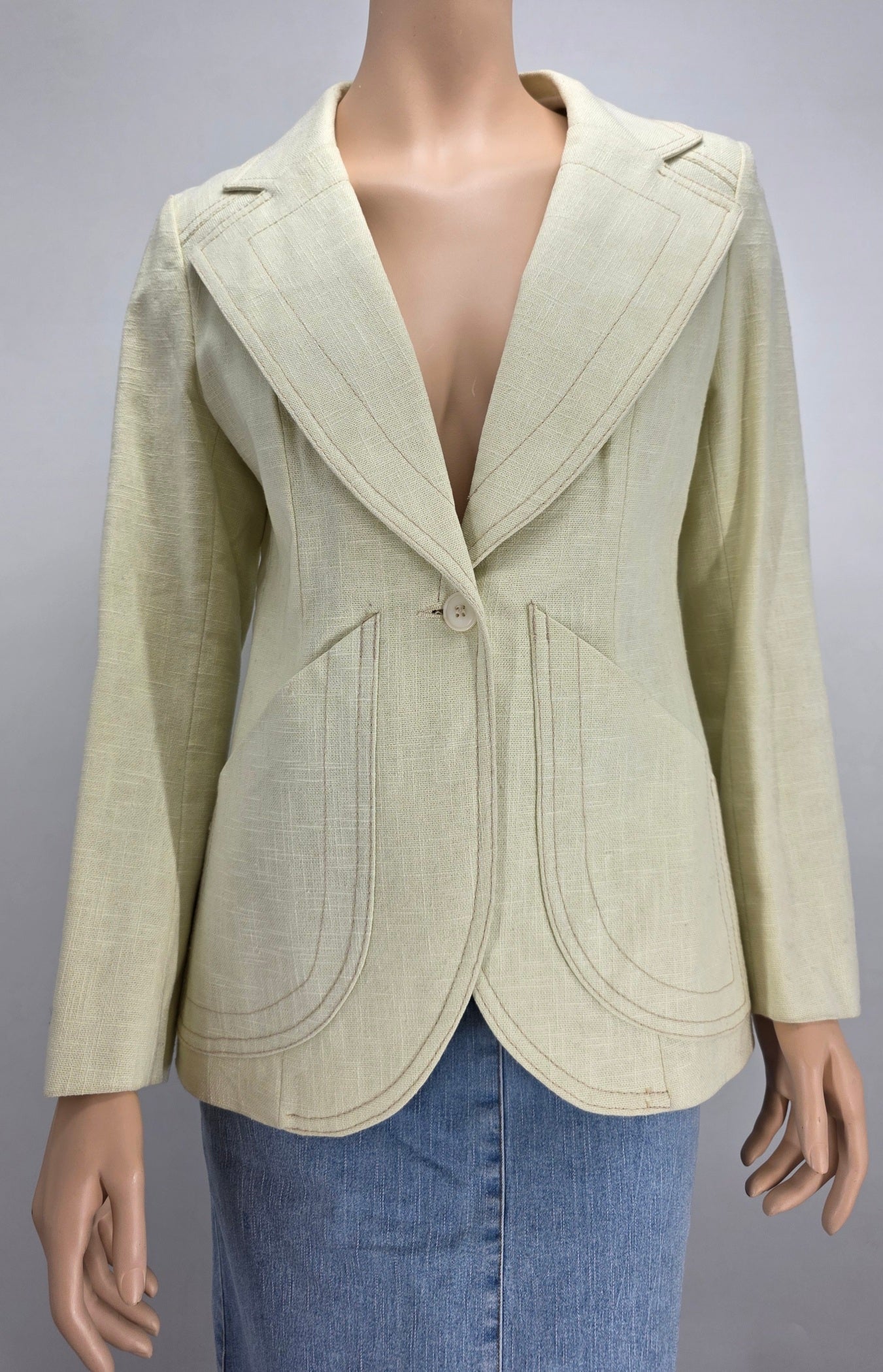 Dixi Coat, luonnonvalkoinen naisten bleiseri 70-luvulta, koko 34-36