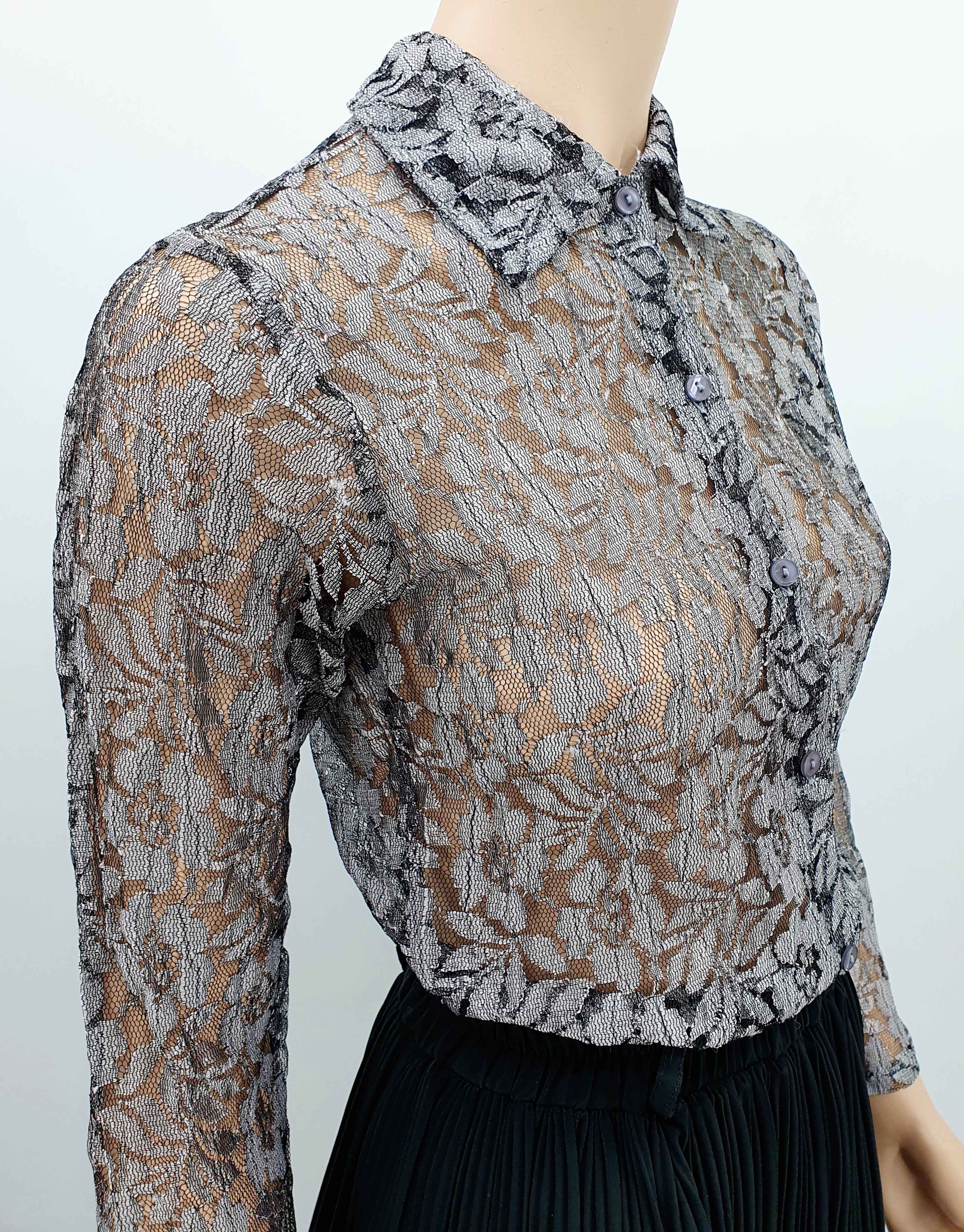 Mona Wear, hopeanharmaa pitsipaita, 80-90-luku, koko 36