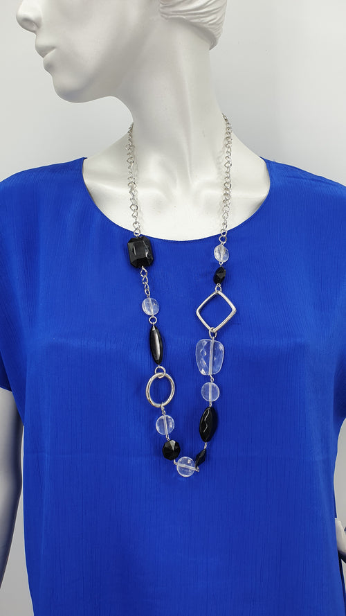 Asymmetrical necklace from the 90s, length 84 cm