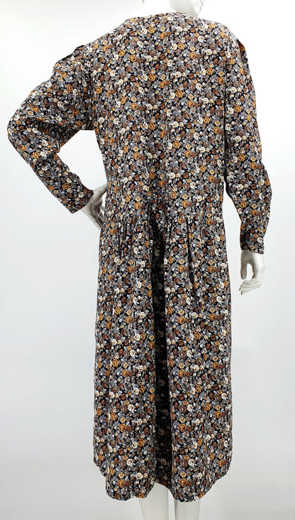 Miss TS, long-sleeved floral dress from the 80s-90s, size 38-40