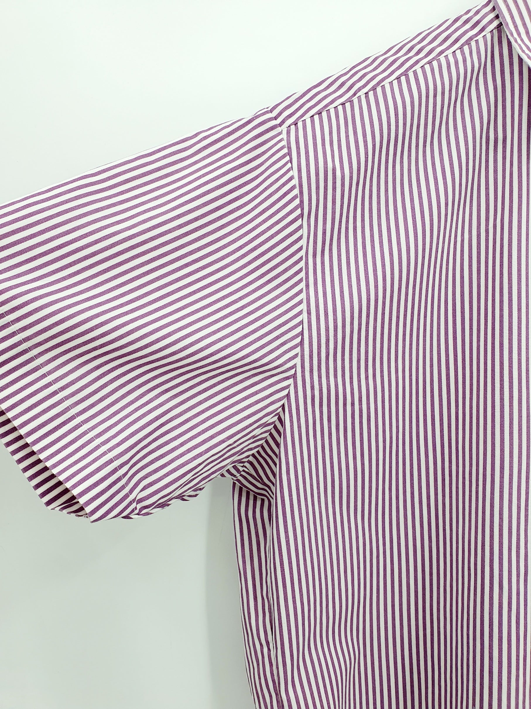 Mister Quality, striped men's shirt from the 80s, pink/blue, size M