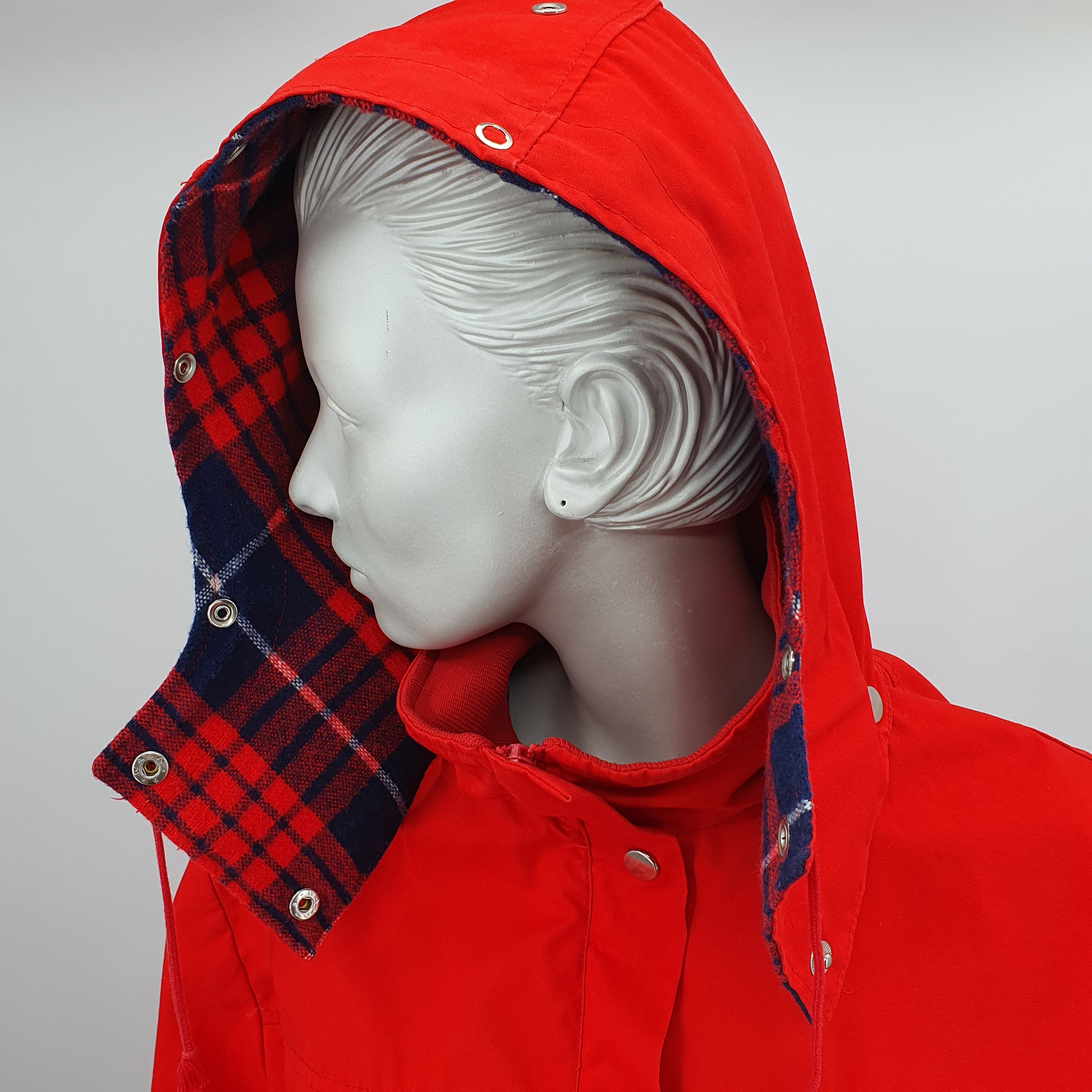 Ajak, bright red mid-season jacket from the 80s, size 38-40