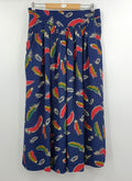 Piretta, feather pattern viscose skirt from the 90s, VY 76cm, size 38