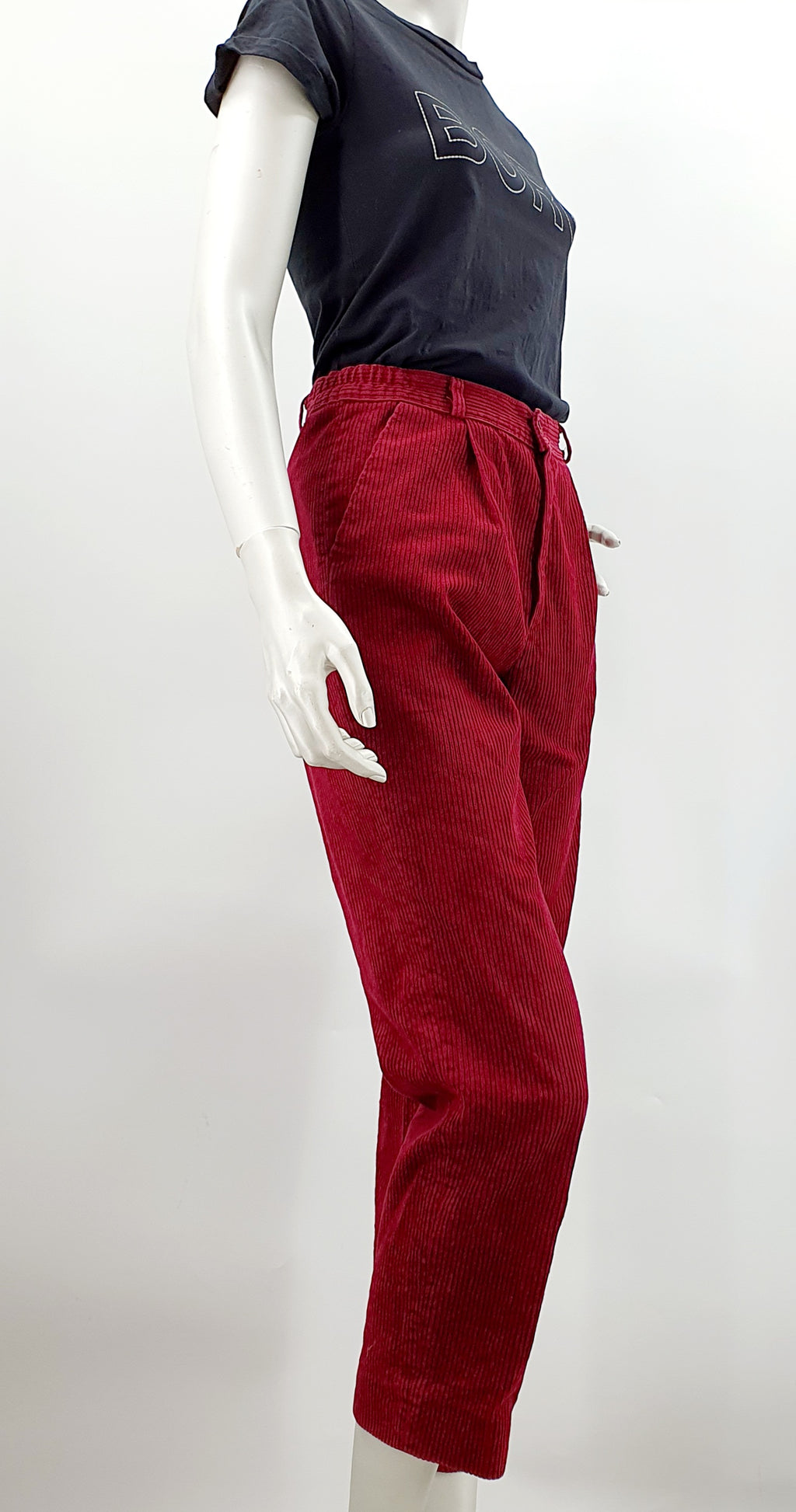 Burgundy corduroy trousers from the 90s, waist 70cm, size 36