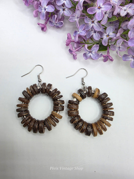 UpCycled by Pivis, Ring recycled earrings, beige/brown