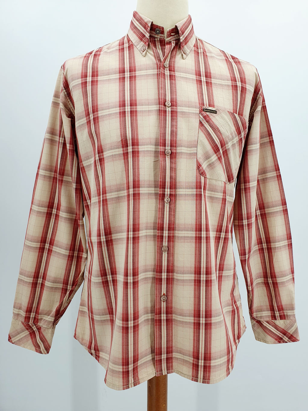 Marlboro Classics puuvilla ruutupaita, väri beige-punainen