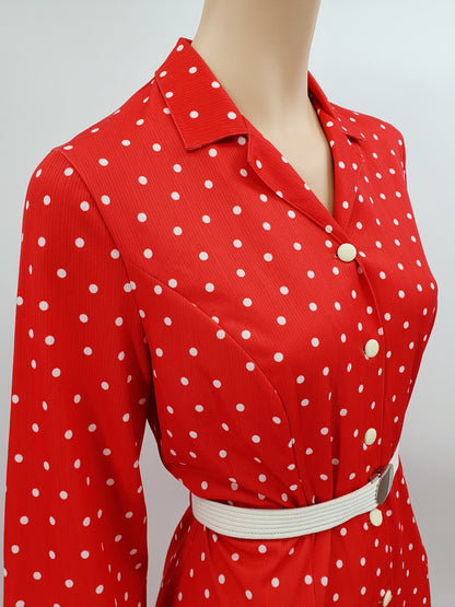 FinnKarelia, red polka dot dress from the 80s, size 36-38