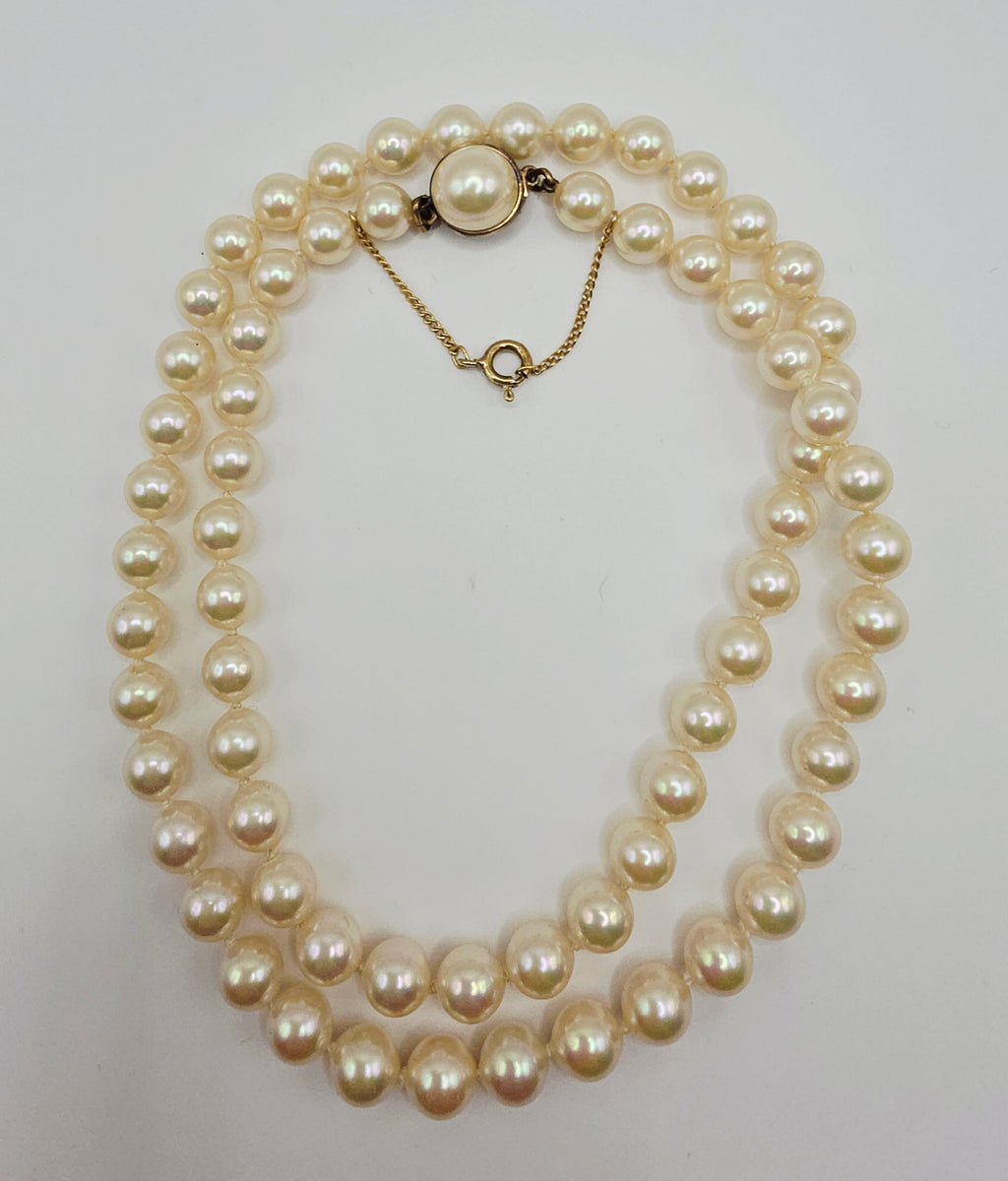 Pearl necklace with double clasp, length 55cm