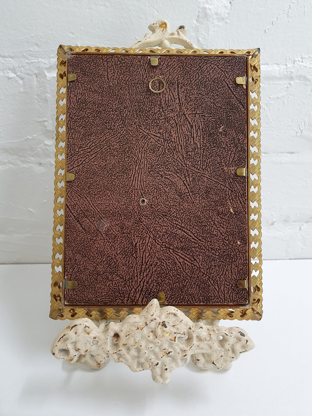 Vintage valokuvakehys, kulta-ruskea pitsikehys | 60-70-luku | Koko 13x18cm