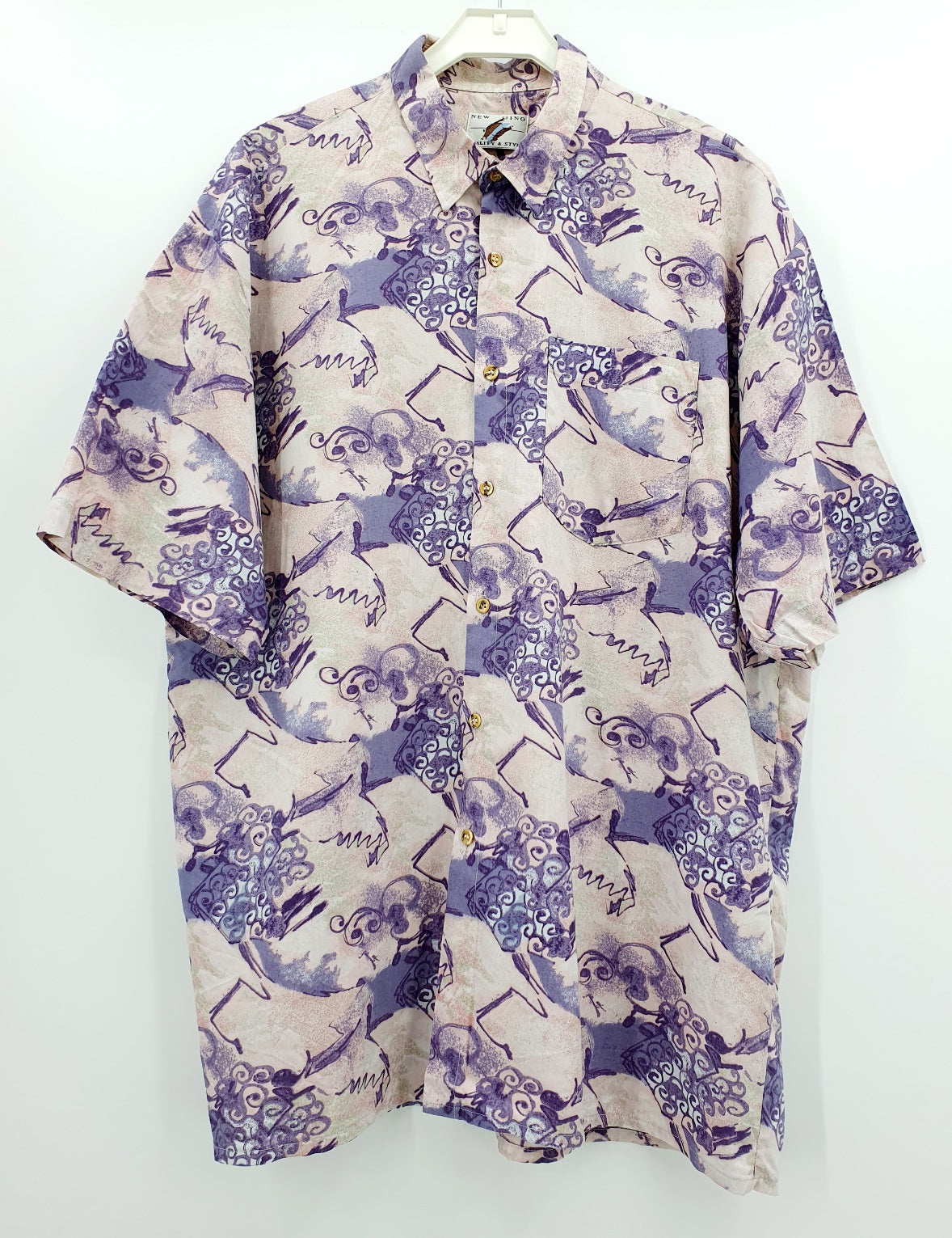 New Gino, miesten lyhythihainen kesäpaita 90-luvulta, koko 2XL-3XL