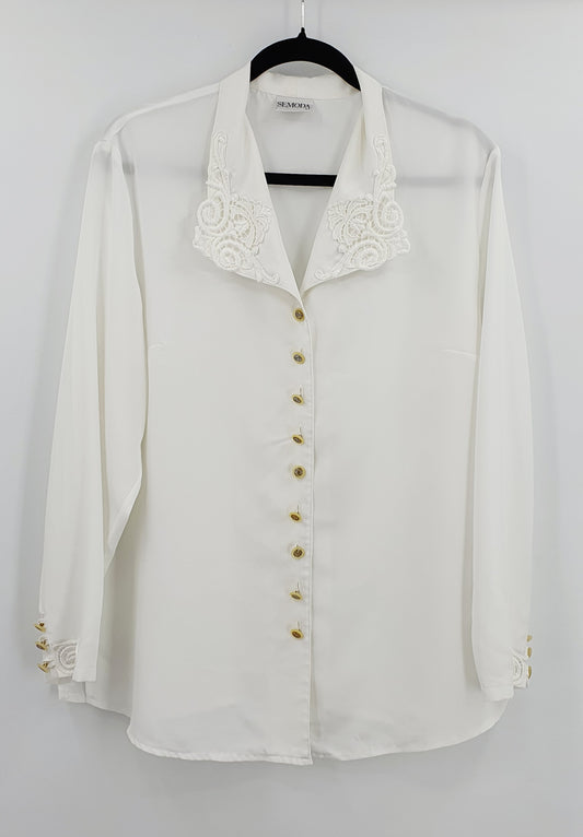 Semoda, women's white shirt blouse from the 90s, size 42