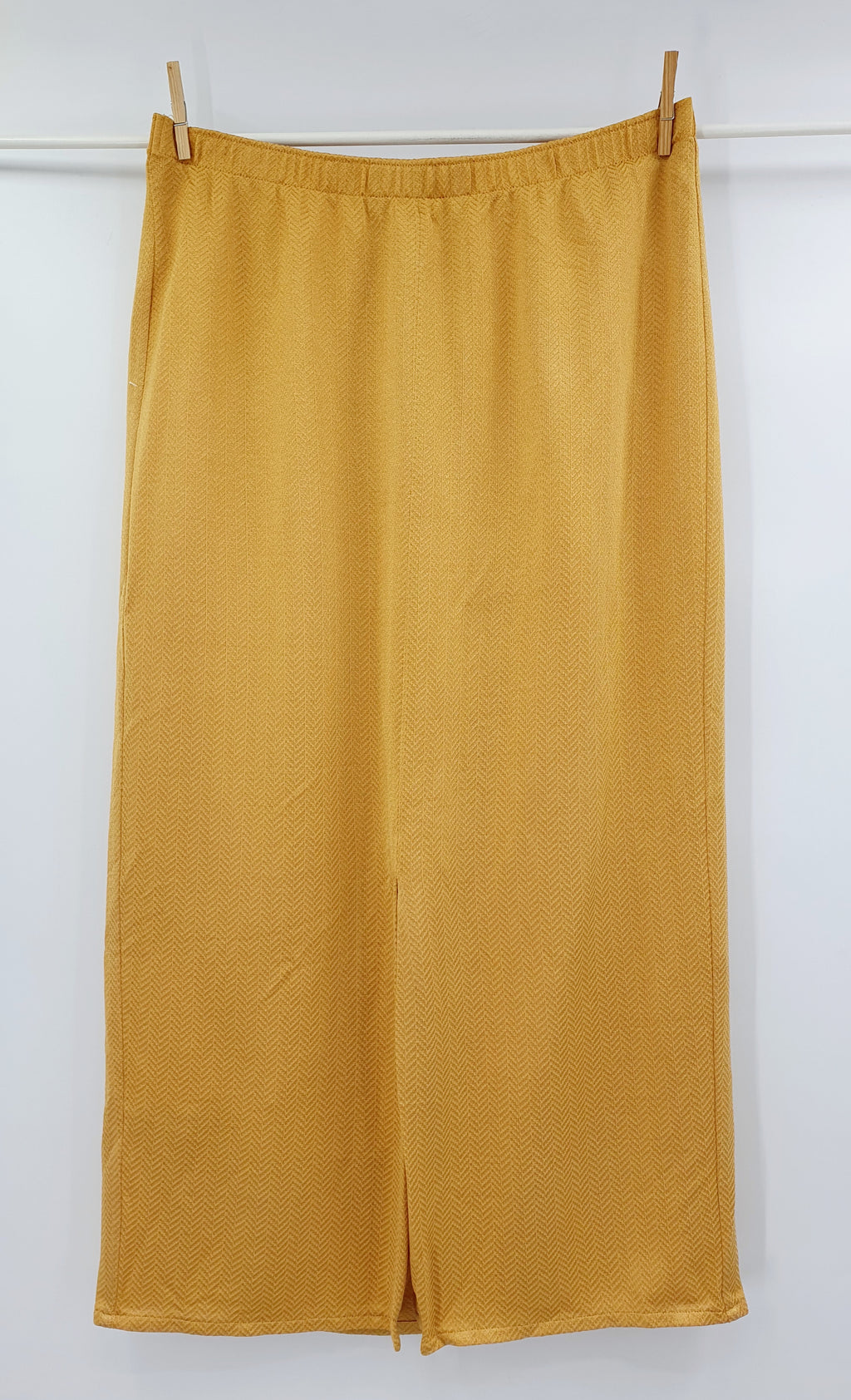 Lily of the valley, mustard yellow maxi skirt, waist 94-110cm, size 46/48