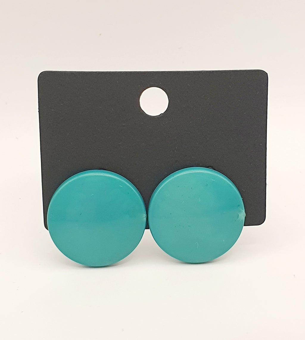 Clip-on earrings from the 80s, red/mint green/turquoise