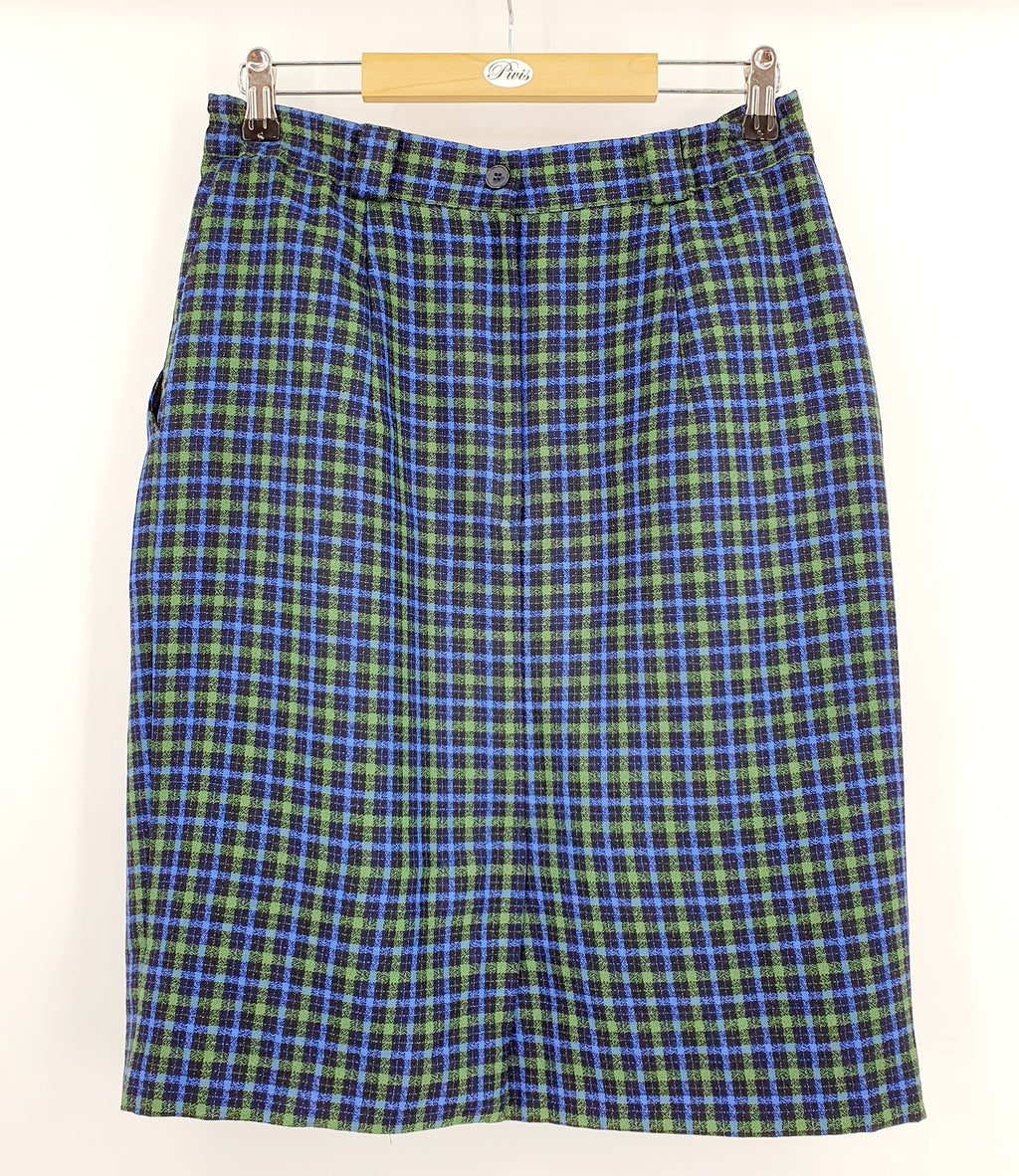 Image Wear, checkered wool fabric skirt from the 90s, waist 74cm, size 38