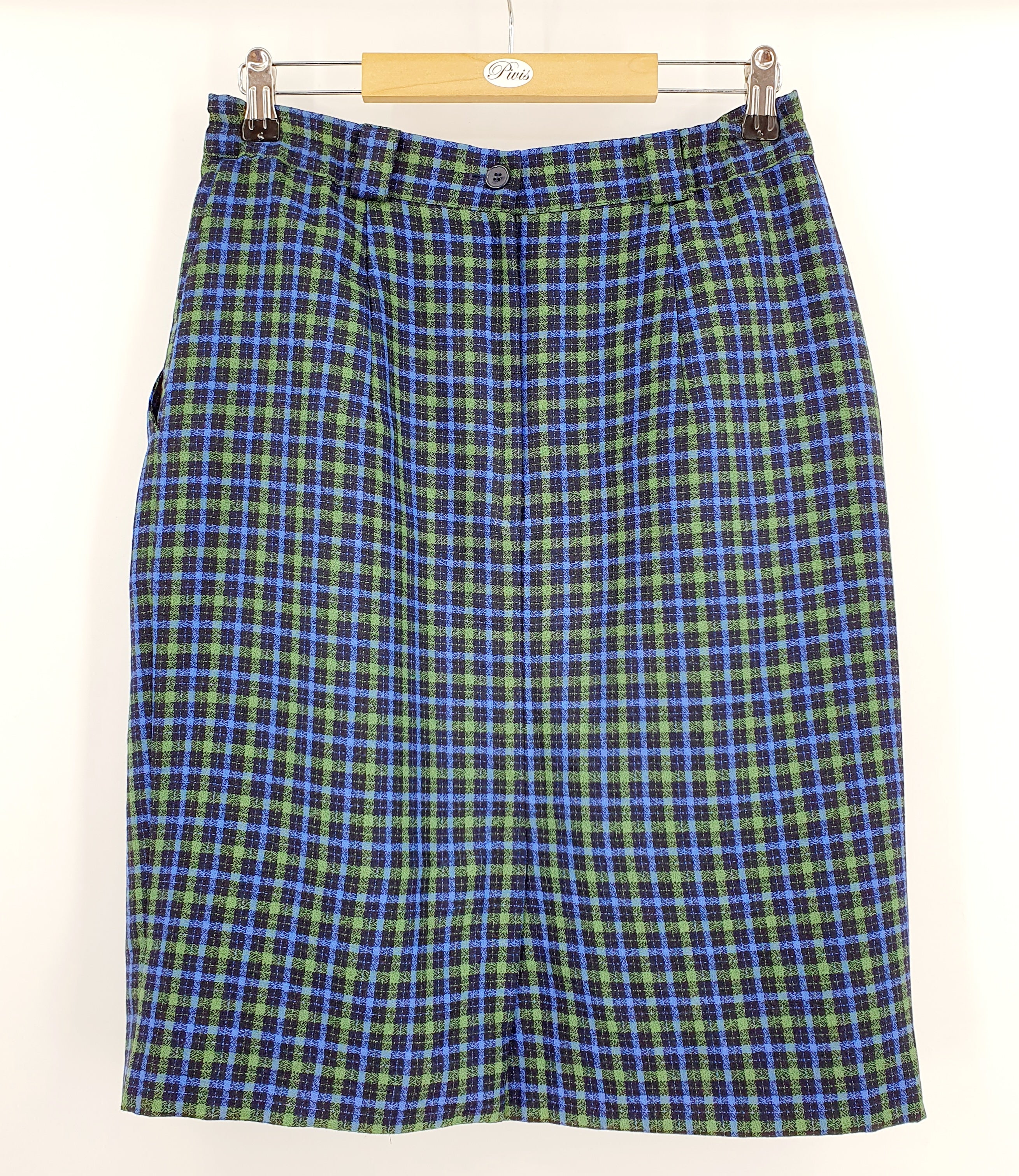 Image Wear, checkered wool fabric skirt from the 90s, waist 74cm, size 38